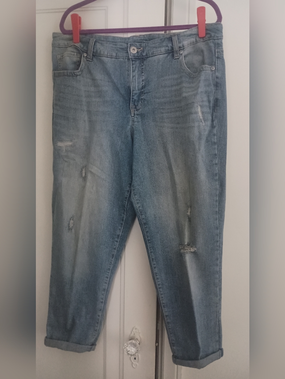 Faded Glory Light Blue Distressed Boyfriend Jeans